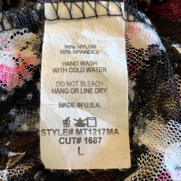 Floral Cottage Core Top Baby Doll Spandex Ties L - Picture 9 of 16